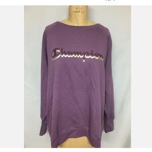CHAMPION Plus Size Powerblend Logo Boyfriend Sweatshirt GF914 Purple 3X NWT $50